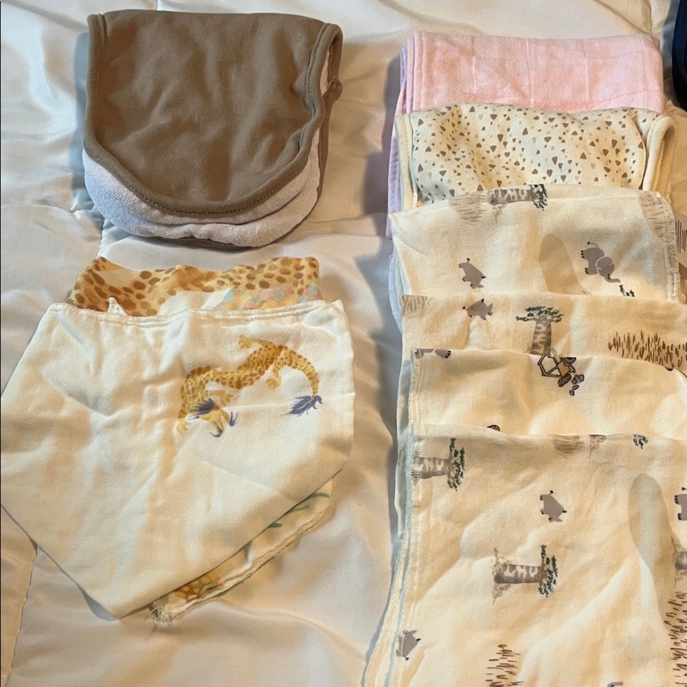 Baby Bandana Bibs and Burp Cloths - Neutral Animal Prints